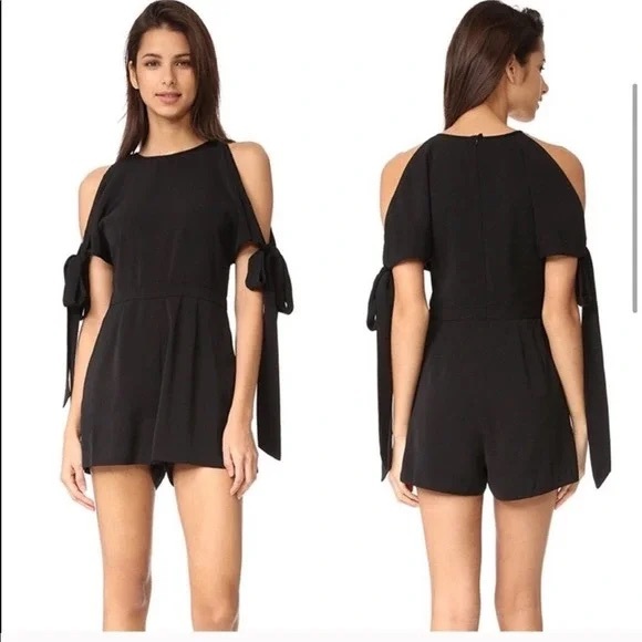 Keepsake The Label Two Minds Cold Shoulder Blck Playsuit Romper sz Medium - Picture 4 of 16